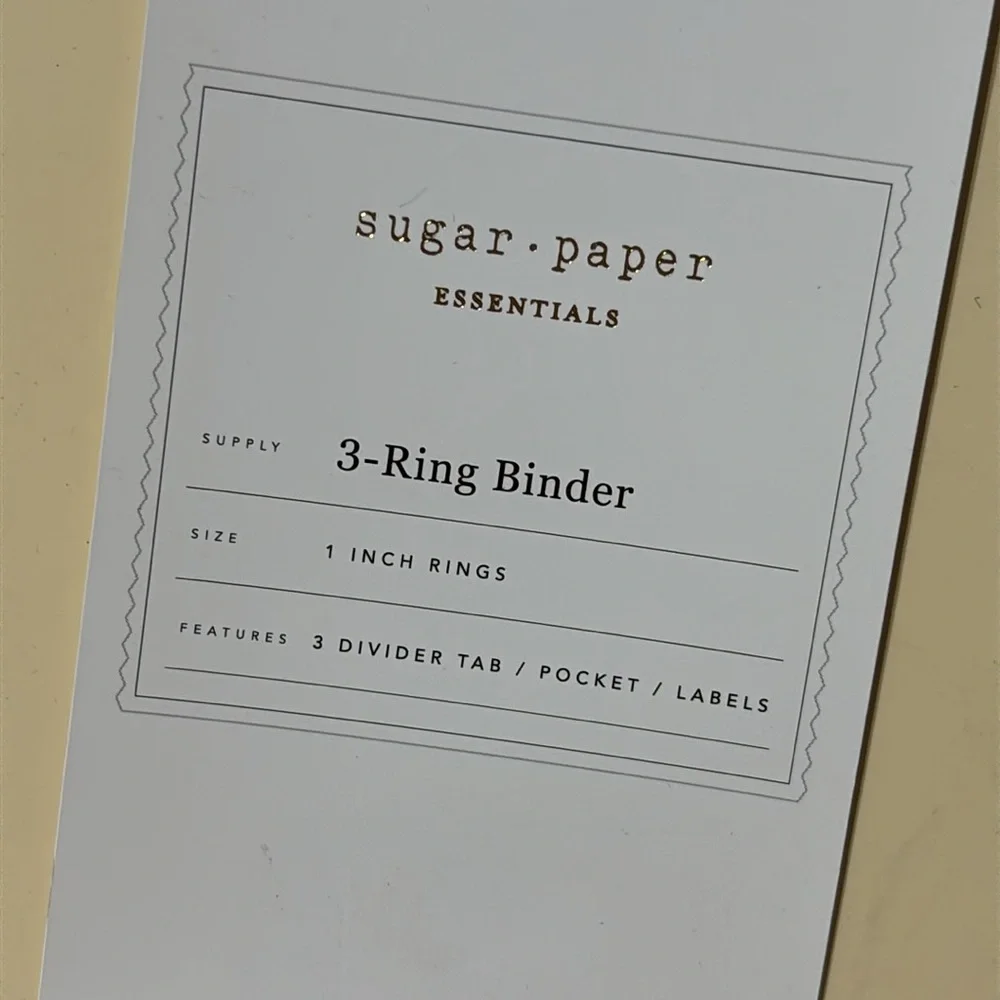 Sugar Paper Cream 3 Ring Binder with Divider Tabs